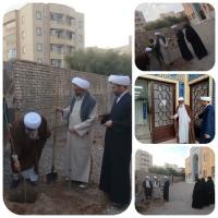 کاشت نهال در مدرسه علمیه حضرت خدیجه علیهاالسام